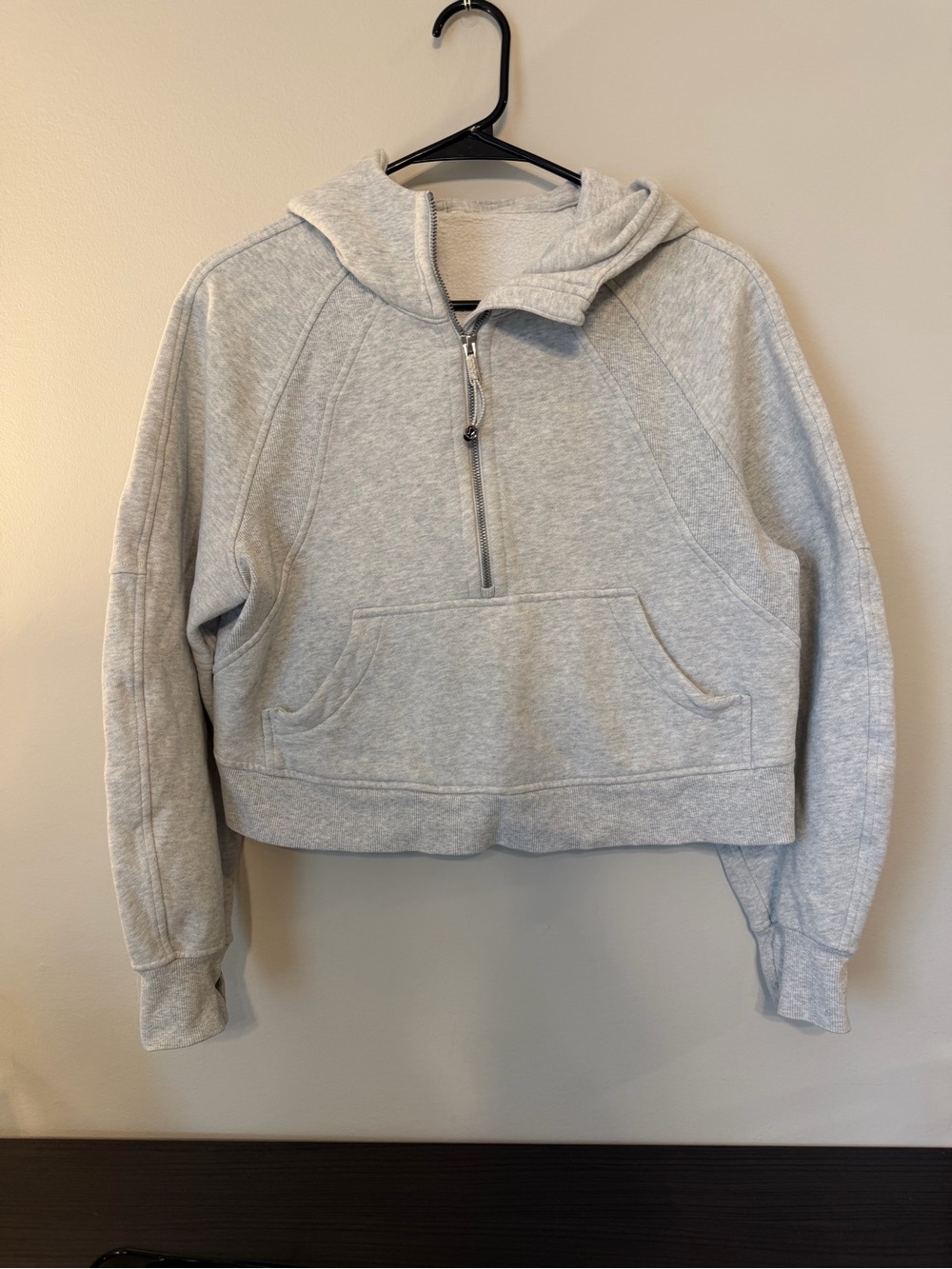 lululemon athletica Heather Light Gray Cropped Half-Zip Hoodie